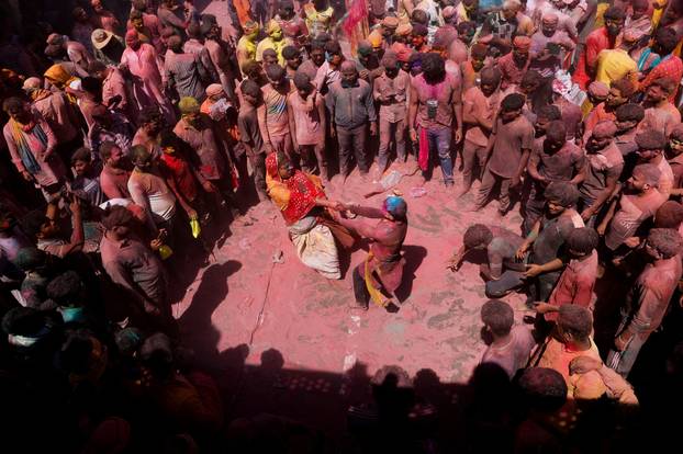 "Lathmar Holi" celebrations in the town of Nandgaon