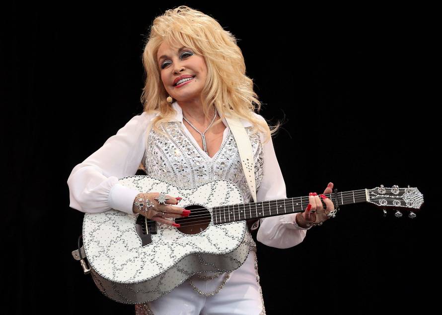 FILE PHOTO: Parton performs on the Pyramid Stage at Worthy Farm in Somerset, during the Glastonbury Festival