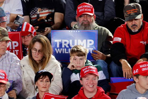 Republican presidential nominee and former U.S. President Donald Trump campaigns at Dorton Arena, in Raleigh