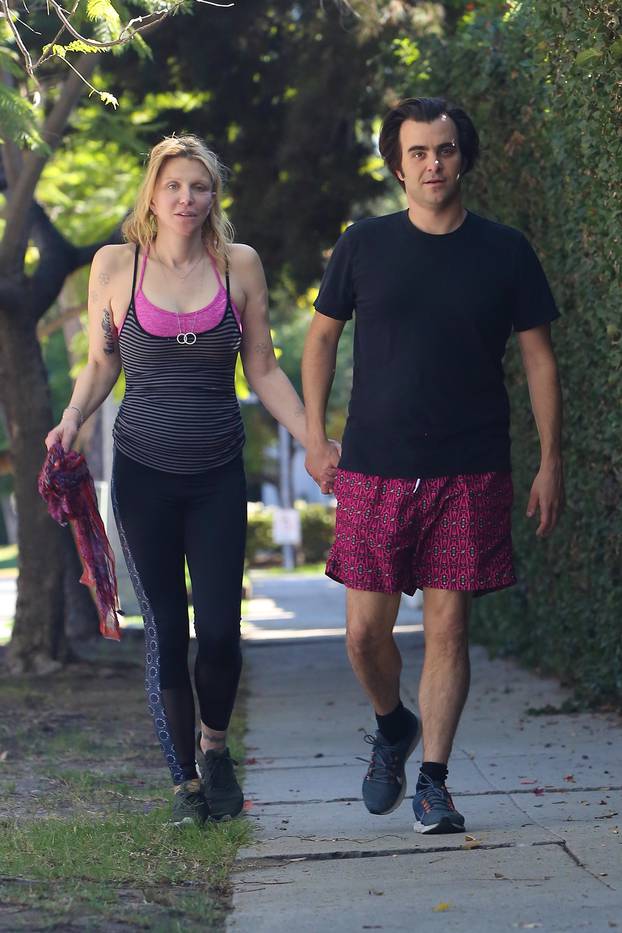 *EXCLUSIVE* Courtney Love and Nicholas Jarecki take a Saturday stroll