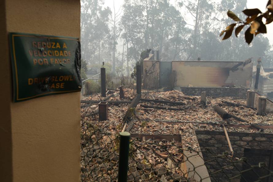 View of Choupana Hills Hotel after last night's forest fires in Funchal, Madeira island