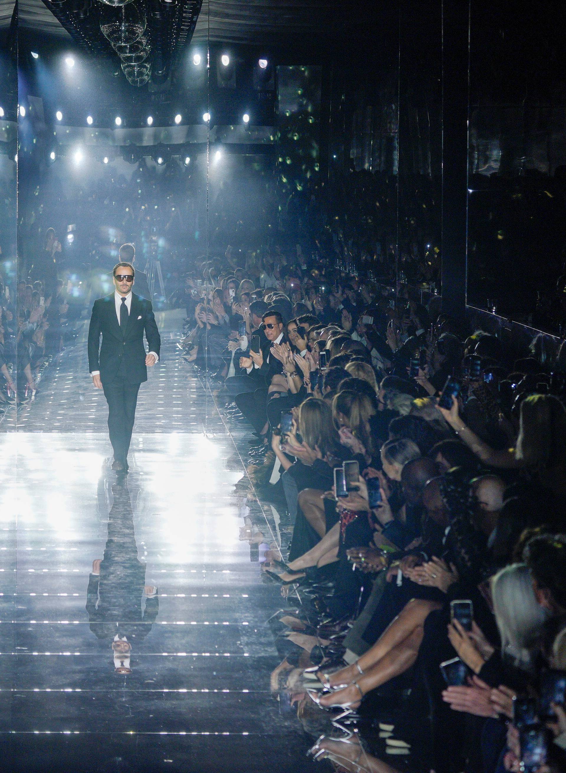 A model walks the runway during the Tom Ford AW20 Show at Milk Studios in Los Angeles