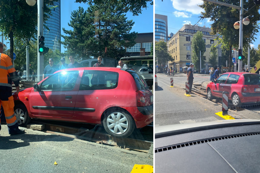 Vozi miško..ili ne: Zapeo u tračnicama u centru Zagreba i blokirao promet ulicama