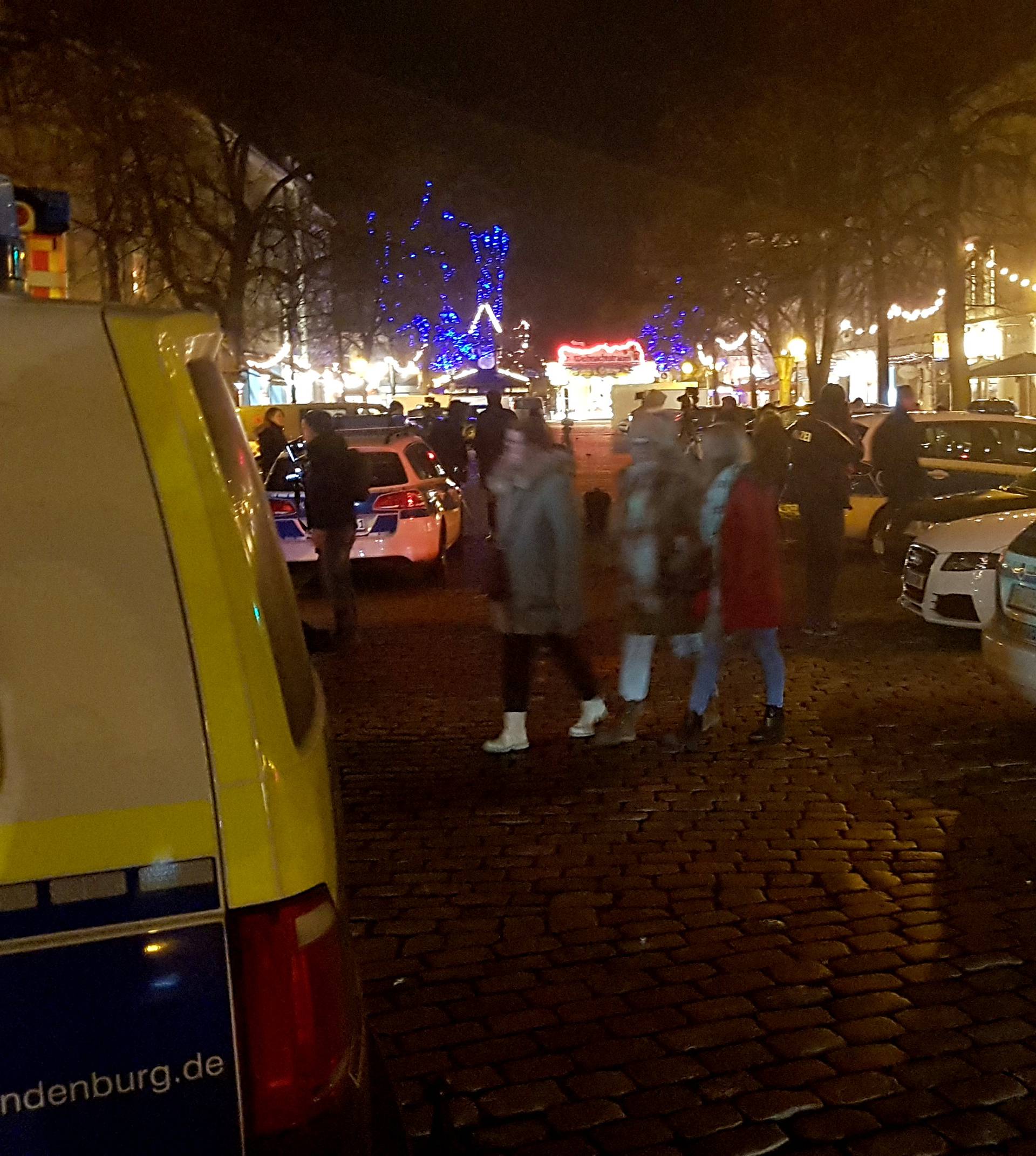 Evacuated Christmas market in the German city of Potsdam