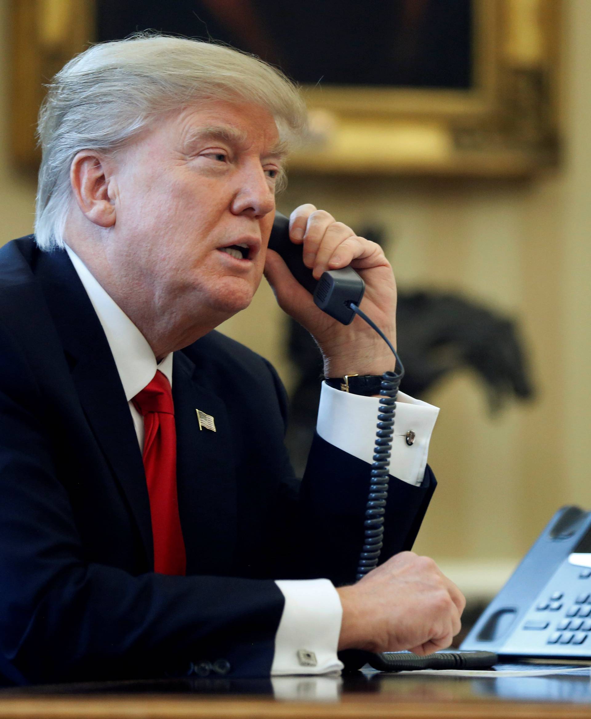 Trump speaks by phone with the Saudi Arabia's King in the Oval Office at the White House