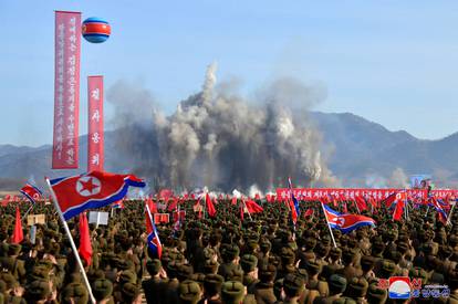 North Korean leader Kim Jong Un attends the groundbreaking ceremony for Kangdong Greenhouse Farm, in Pyongyang