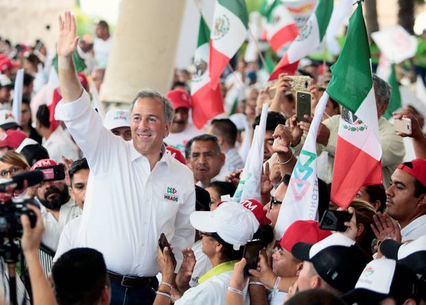 Mexican presidential candidate Jose Antonio Meade greets supporters during a campaign rally, in Saltillo