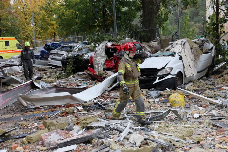 Aftermath of a Russian drone strike in Kyiv