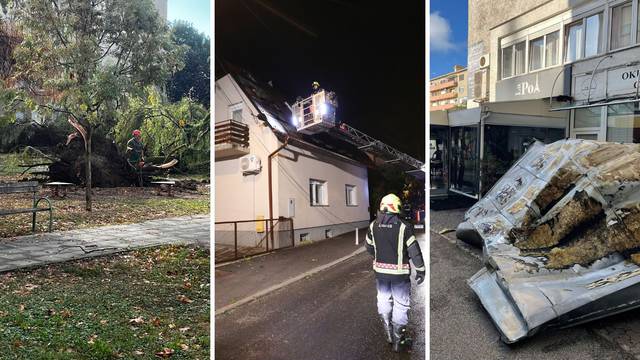 VIDEO Jako nevrijeme poharalo Zagreb: Vjetar čupao krovove, vatrogasci cijelu noć na terenu