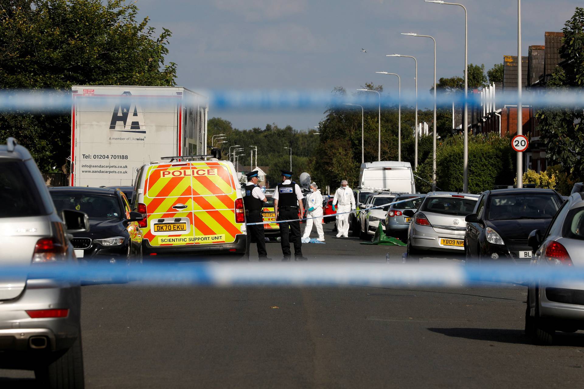 Scene where a man was arrested after at least eight people were stabbed in Southport, Britain