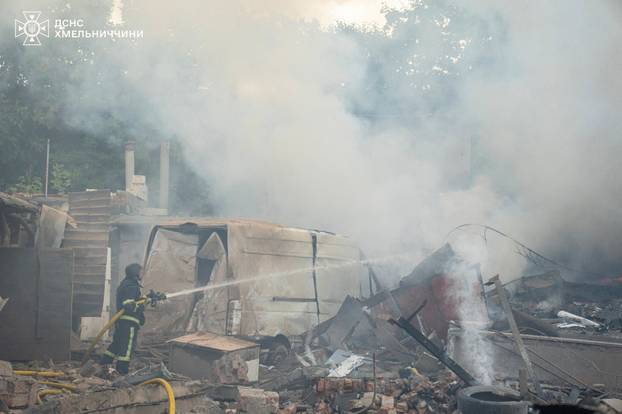 Aftrmath of a Russian drone and missile attack in Khmelnytskyi