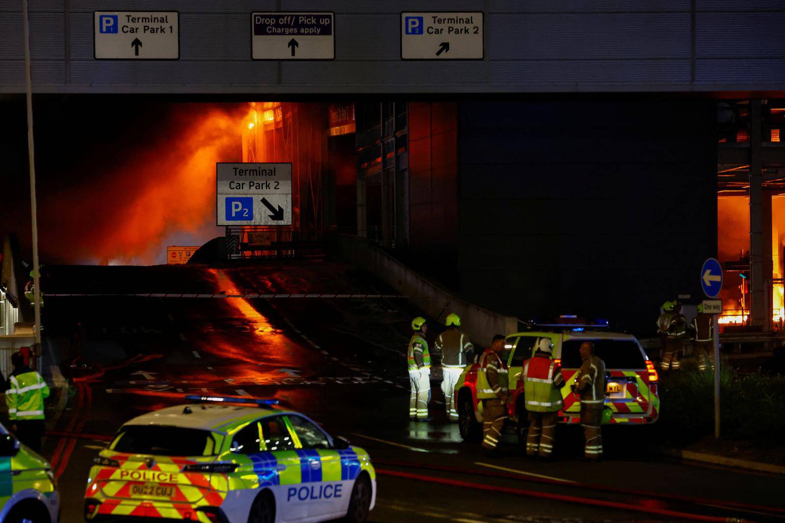 Fire in Terminal Car Park 2 at London Luton airport