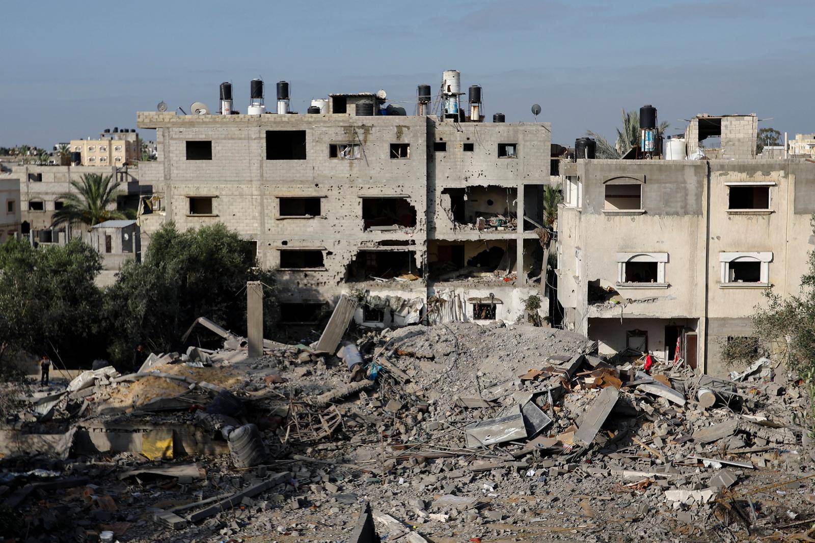 A view of buildings, which were damaged in an Israeli strike during Israel-Gaza fighting, after a ceasefire was agreed between Palestinian factions and Israel