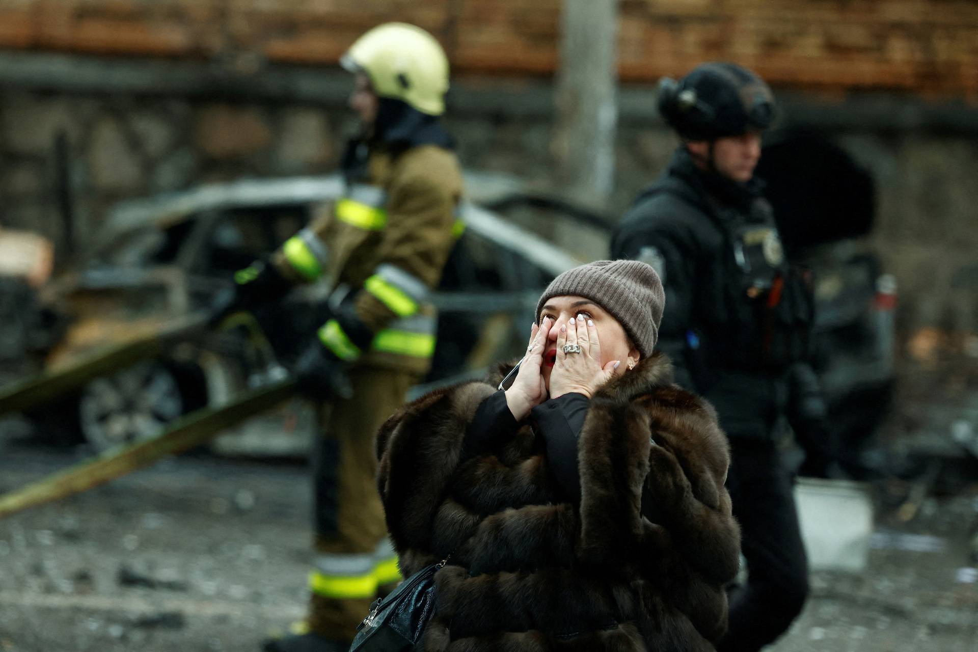 Aftermath of a Russian missile strike in central Kyiv