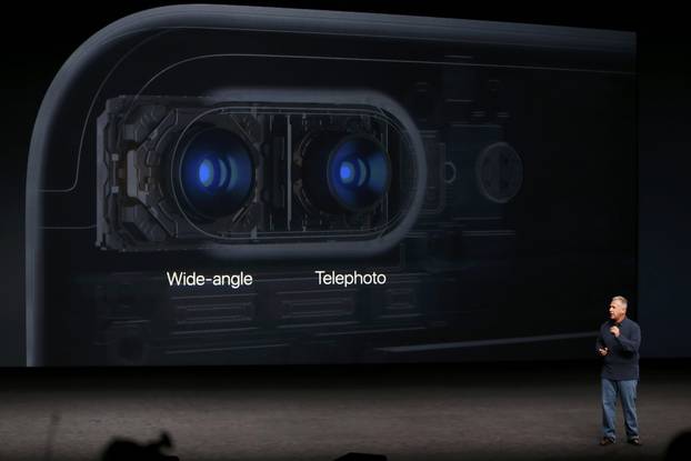 Phil Schiller discusses the camera on the iPhone7 during a media event in San Francisco