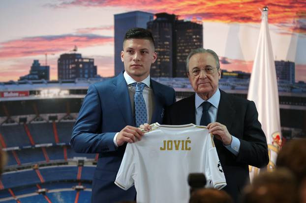 Luka Jovic, new Real Madrid player, is presented by Florentino Perez