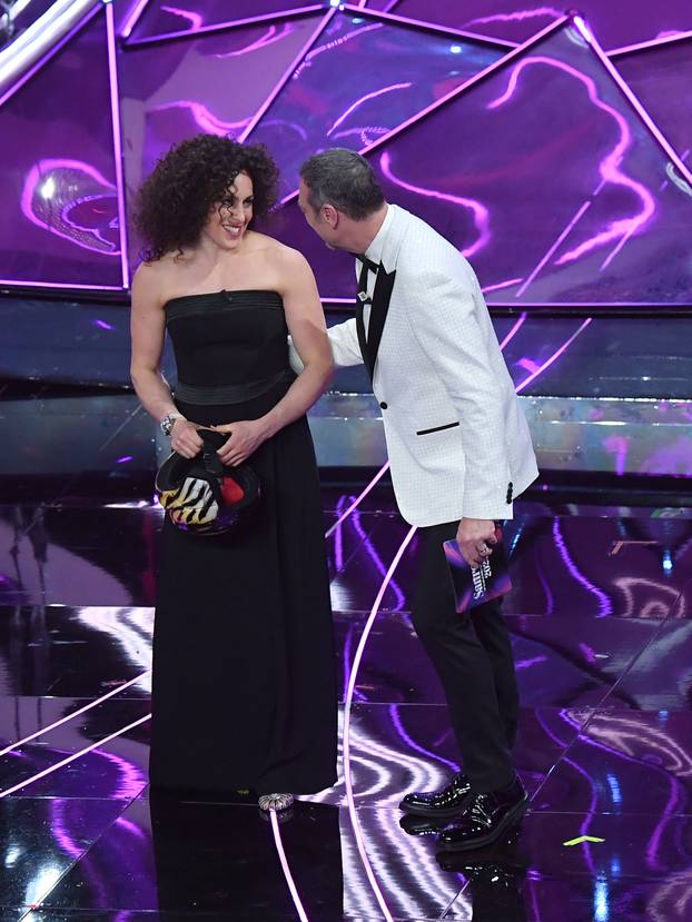 Sanremo, 74th Italian Song Festival, First Evening. Marco Mengoni and the guests on stage