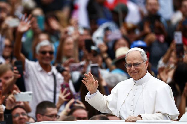 Pope Leo XIV holds his first general audience in St. Peter's Square, at the Vatican