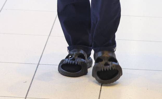 EXCLUSIVE: *NO DAILYMAIL ONLINE* Skeletor? Jared Leto Arrives In Sydney Wearing Novelty Skull Slippers, As The Rockstar And Actor Continuing The '30 Seconds To Mars' Australian Tour - 13 Sep 2024