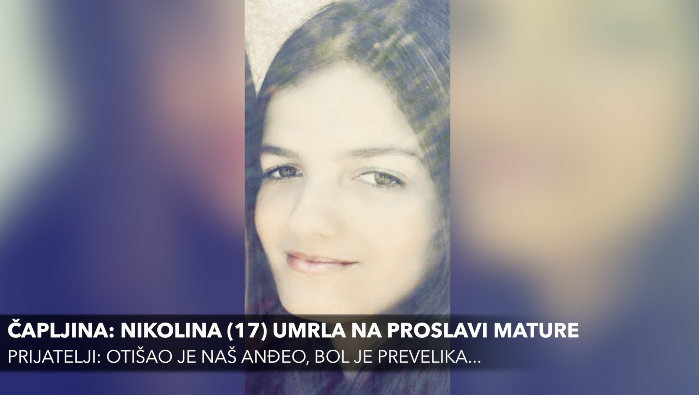 Tuga u Čapljini: Nikolina (17) preminula  na maturalnoj večeri