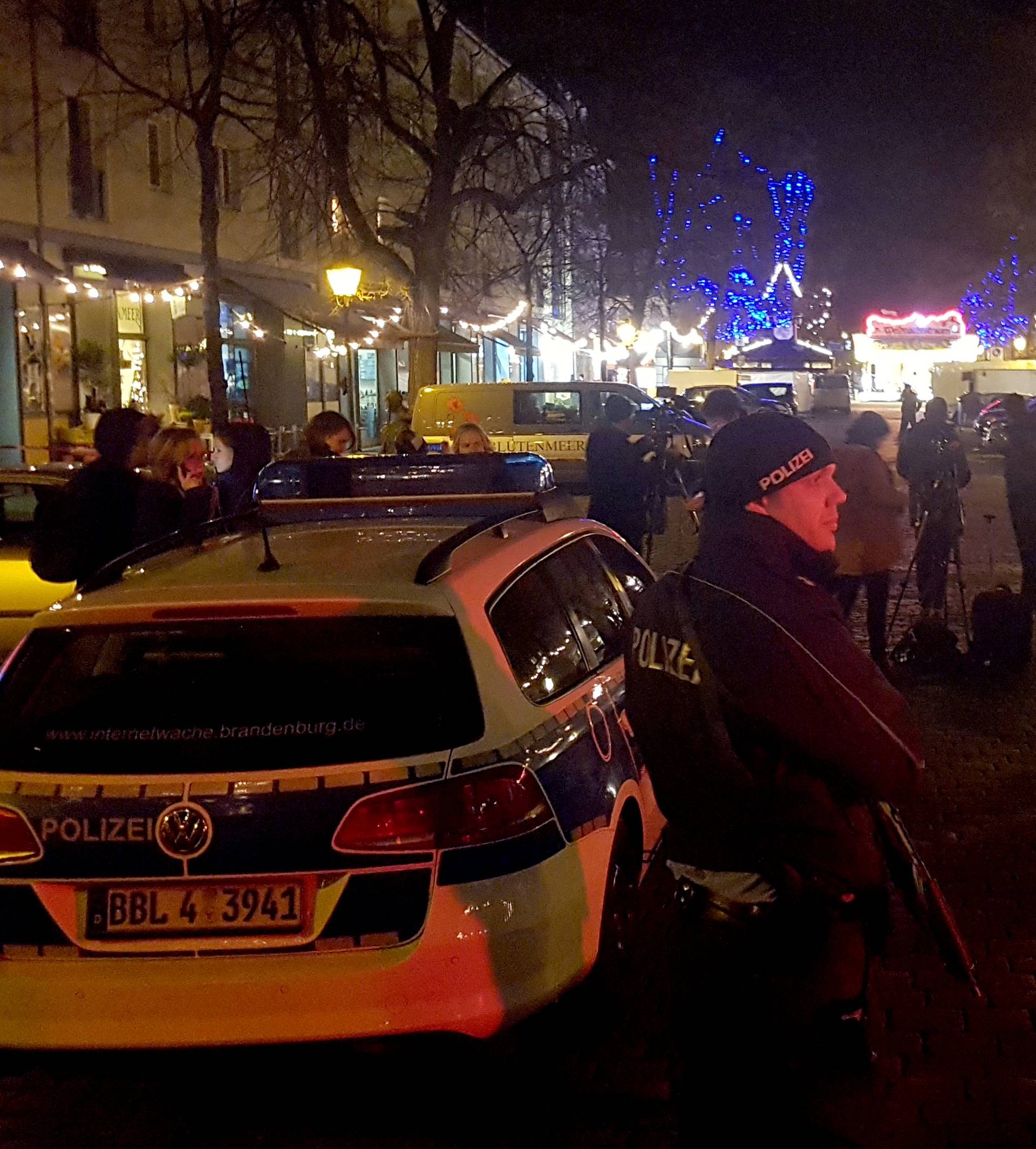 Evacuated Christmas market in the German city of Potsdam