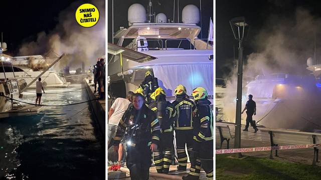 VIDEO Buktinja u Makarskoj: Planula jahta, borba s vatrom traje cijelu noć, zatvorili su rivu