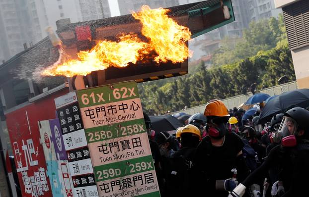 Protests as Hong Kong marks the 70th anniversary of the founding of the People
