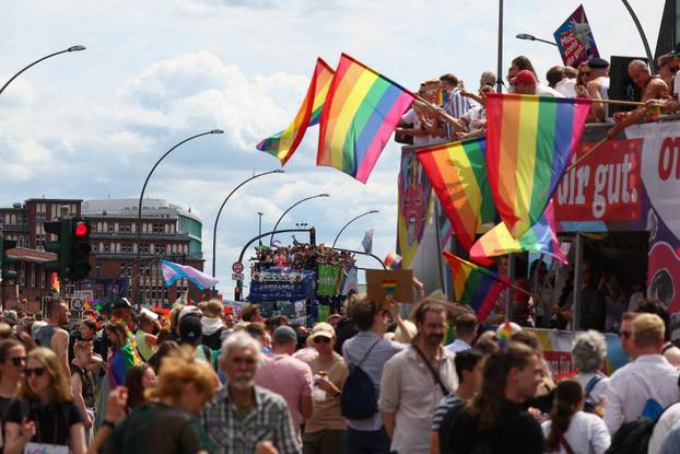 Revellers attend the annual Christopher Street Day (CSD) LGBTQ+ Pride demonstration, in Hamburg
