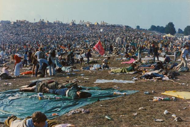 Attendees at the Woodstock Music Festival in August 1969, Bethel, New York, U.S. in this handout image.