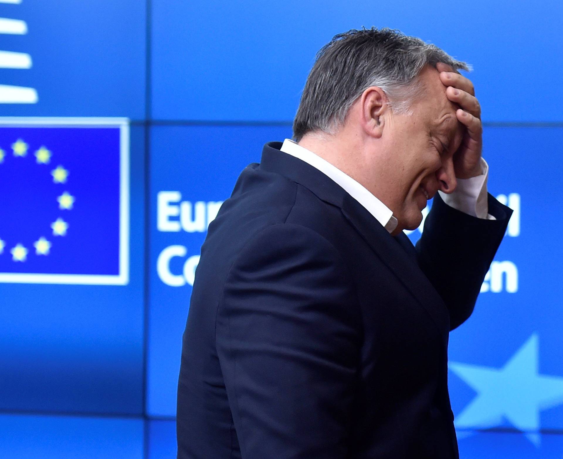 Hungary's Prime Minister Viktor Orban arrives for the Visegrad Group meeting in Brussels