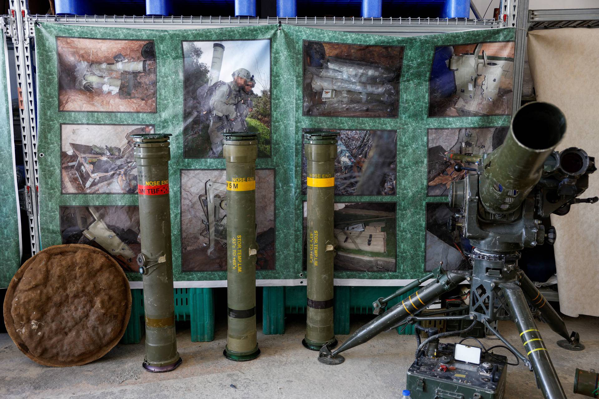 Israel's military displays Iranian ballistic missile and Hezbollah weapons in Julis army base