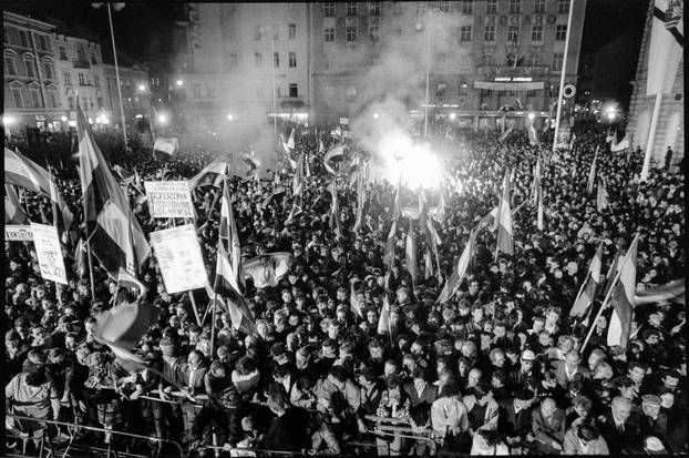 Zagreb: Svečano otkrivanje spomenika banu Josipu Jelačiću na istoimenom trgu, 15.10.1990.