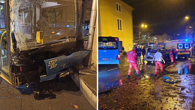 Autobus se sudario s autom pa proklizao u  zid zgrade: Vozača su hitno prevezli u bolnicu...