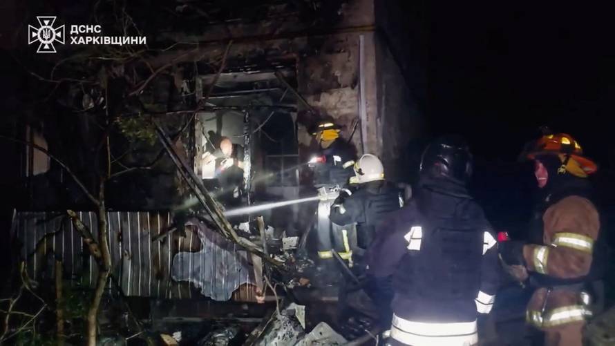 Aftermath of Russian drone strike in Kharkiv