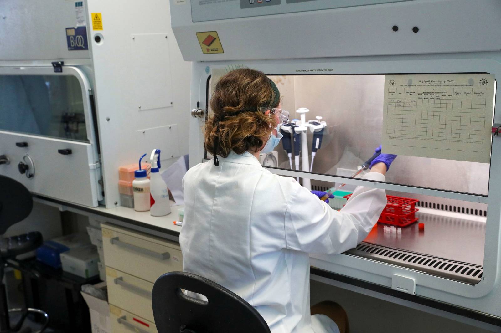 Britain's William, Duke of Cambridge, visits the Oxford Vaccine Group's facility at the Churchill Hospital, in Oxford