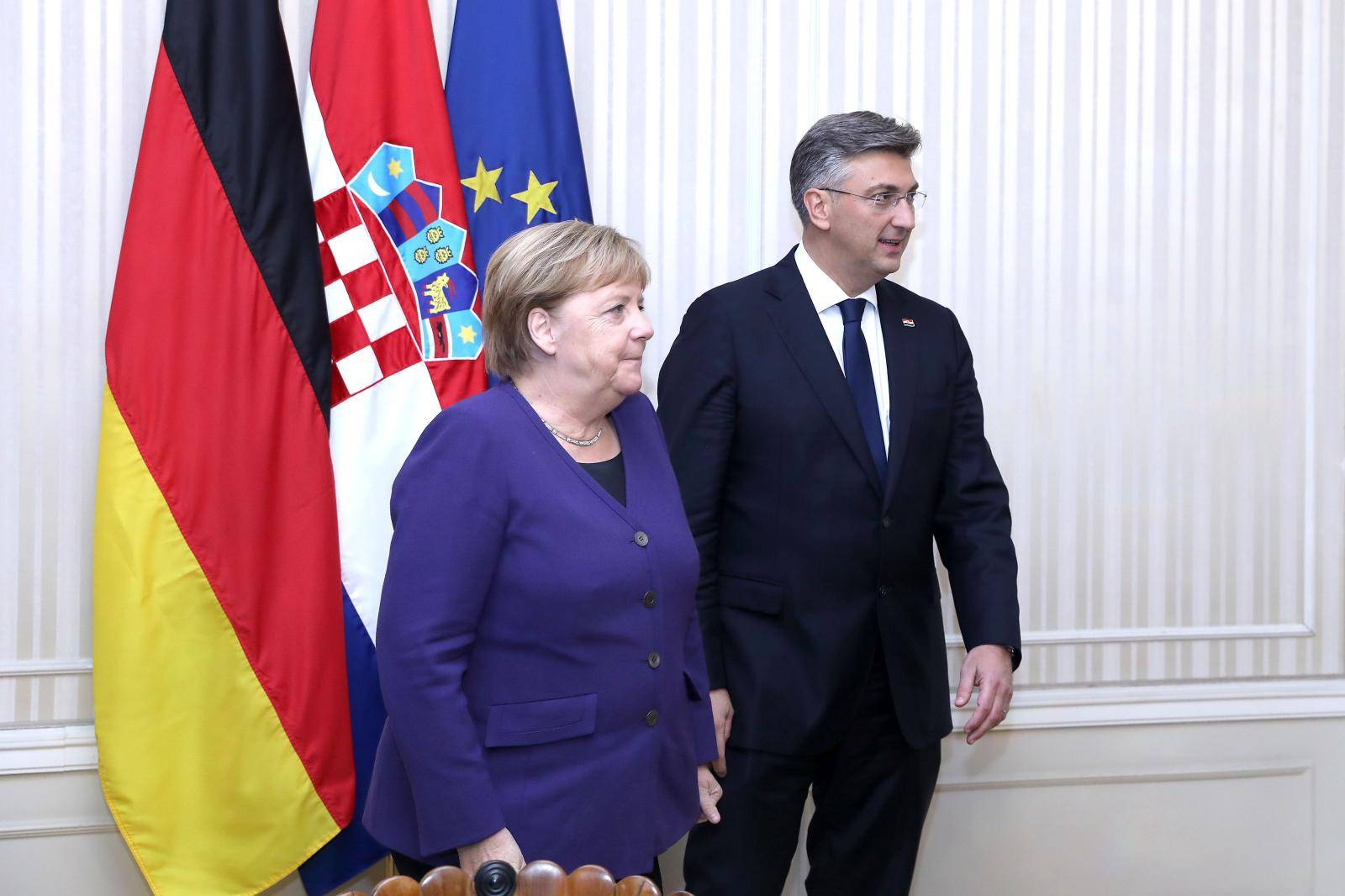 Zagreb: Premijer Andrej Plenković ugostio Angelu Merkel u Banskim dvorima