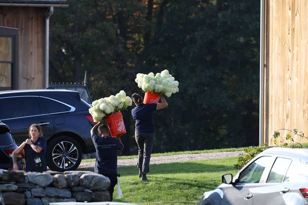 EXCLUSIVE: Jennifer Gates Appears to Greet Family and Guests Ahead of Her Wedding Ceremony.