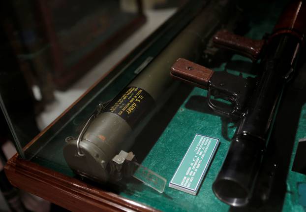 A rocket 66MM Antitank M72 is displayed in the Drugs Museum, used by the military to showcase to soldiers the lifestyles of Mexican drug lords, at the headquarters of the Ministry of Defense in Mexico City
