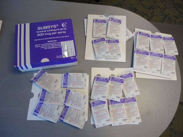 A box of the Fentanyl-based drug Subsys, made by Insys Therapeutics Inc, is seen in an undated photograph provided by the U.S. Attorney