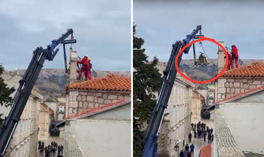 VIDEO Povijesni zvonik na Pagu star 800 godina nagnuo se od potresa: 'Skidamo teško zvono'