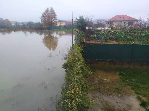 A flooded area is pictured after Storm Elsa swept throughout Galicia, in the province of Ourense