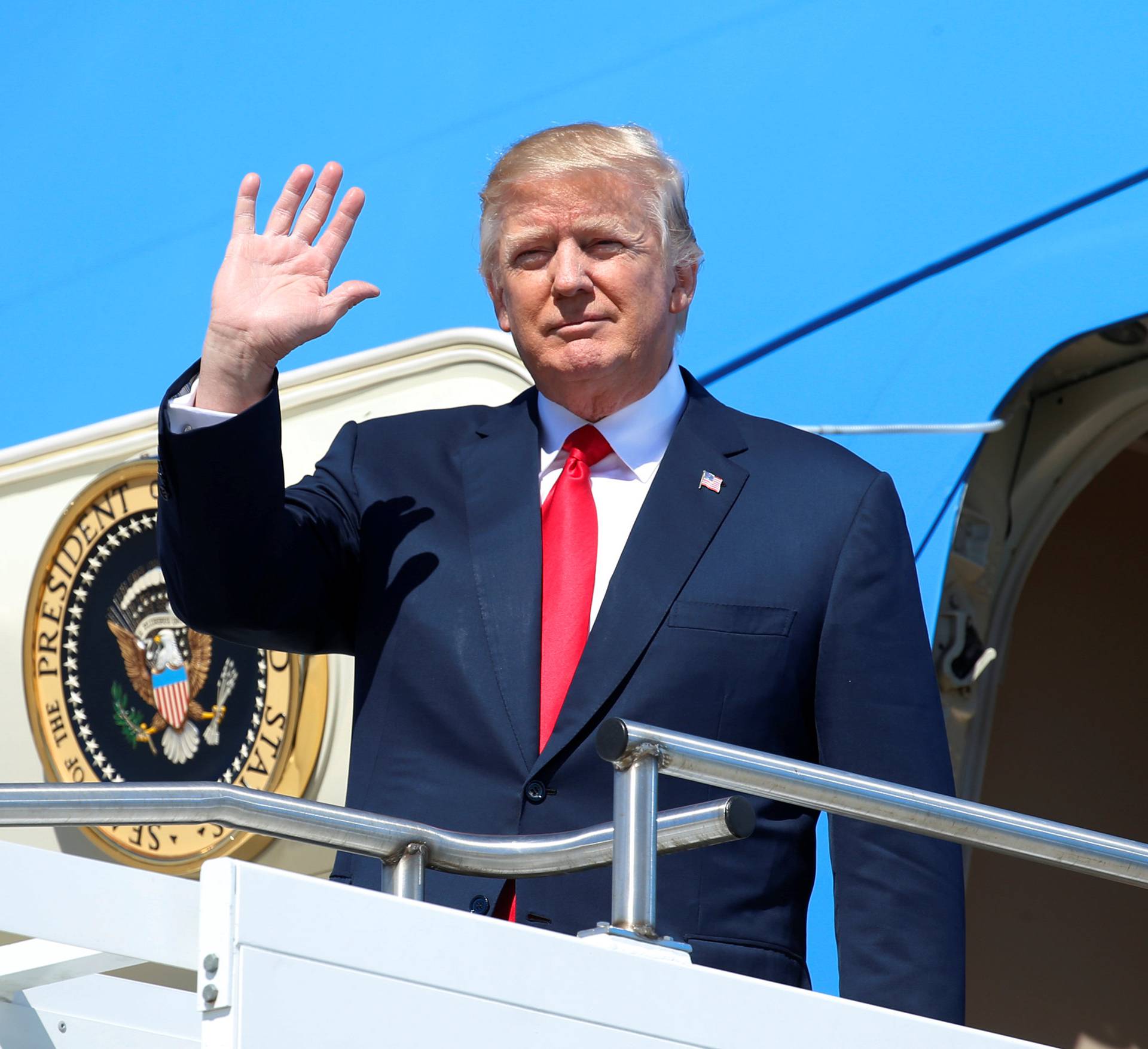 U.S. President Donald Trump arrives to tour the Boeing South Carolina facility in North Charleston