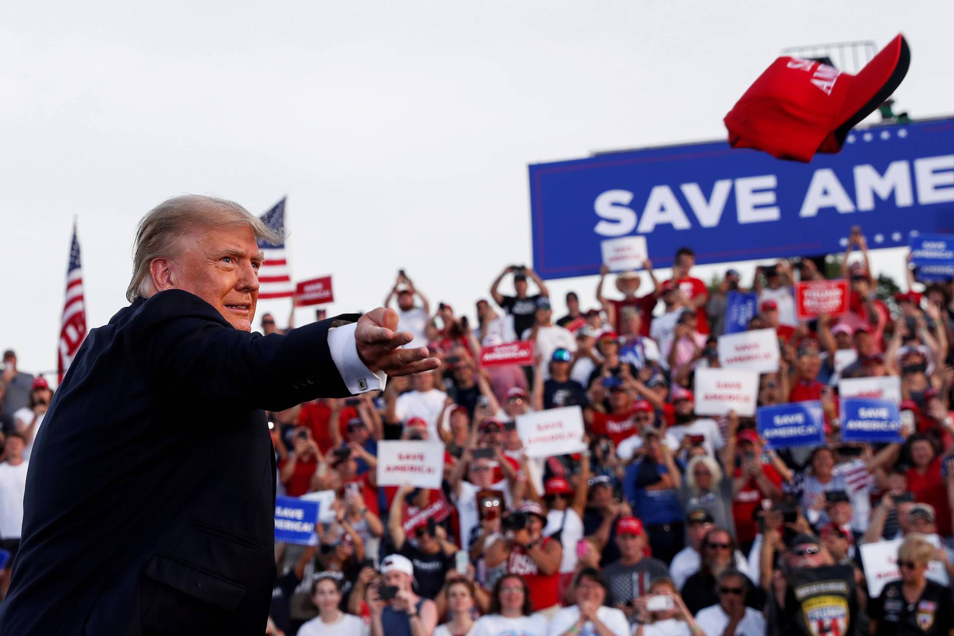 Former U.S. President Trump holds a rally in Wellington, OH