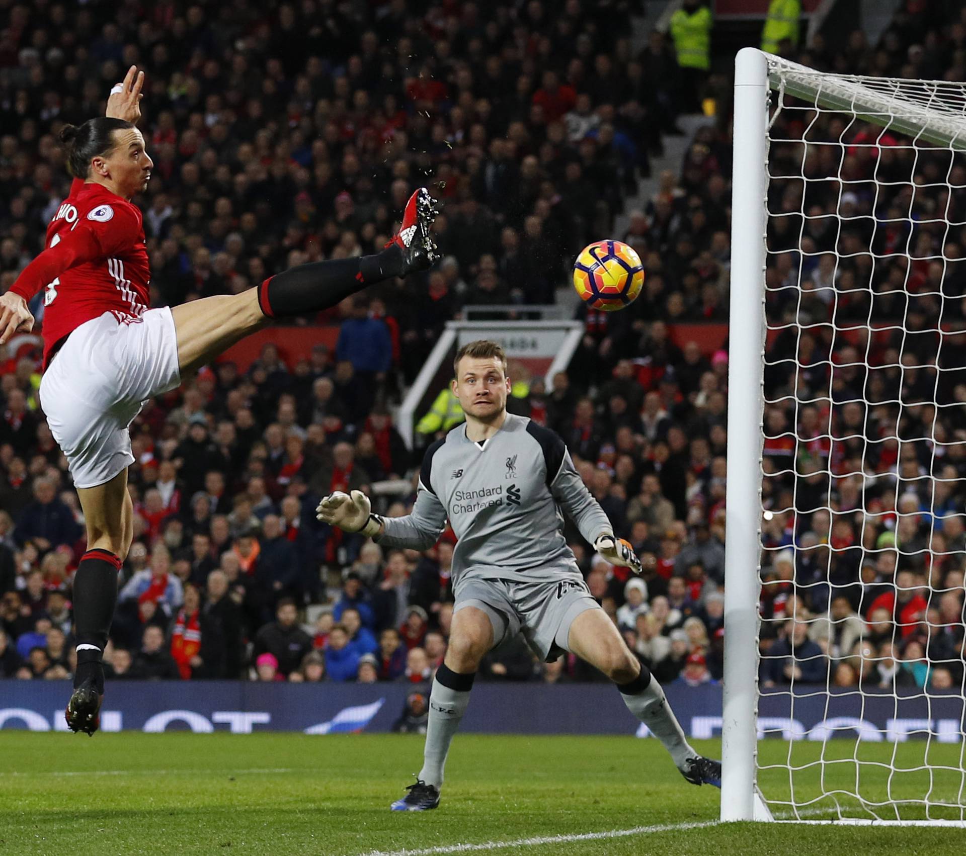 Manchester United's Zlatan Ibrahimovic shoots at goal