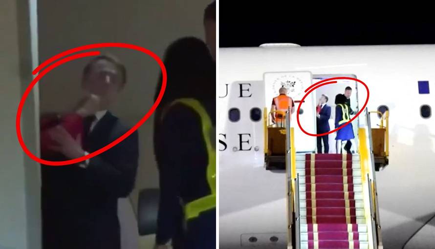VIDEO Mon Dieu. Ulovili bizaran trenutak: Brigitte ošamarila Macrona u avionu, a to nije sve