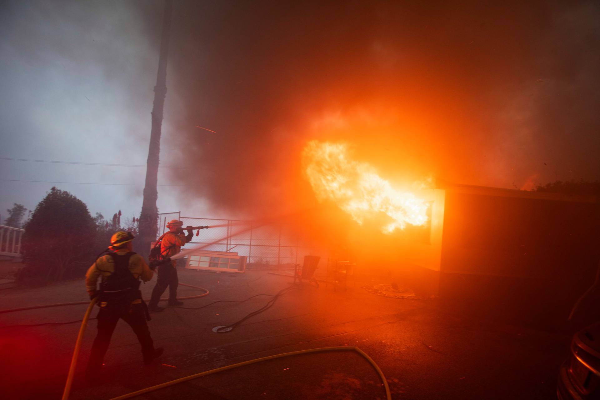 Palisades Fire burns during a windstorm on the west side of Los Angeles