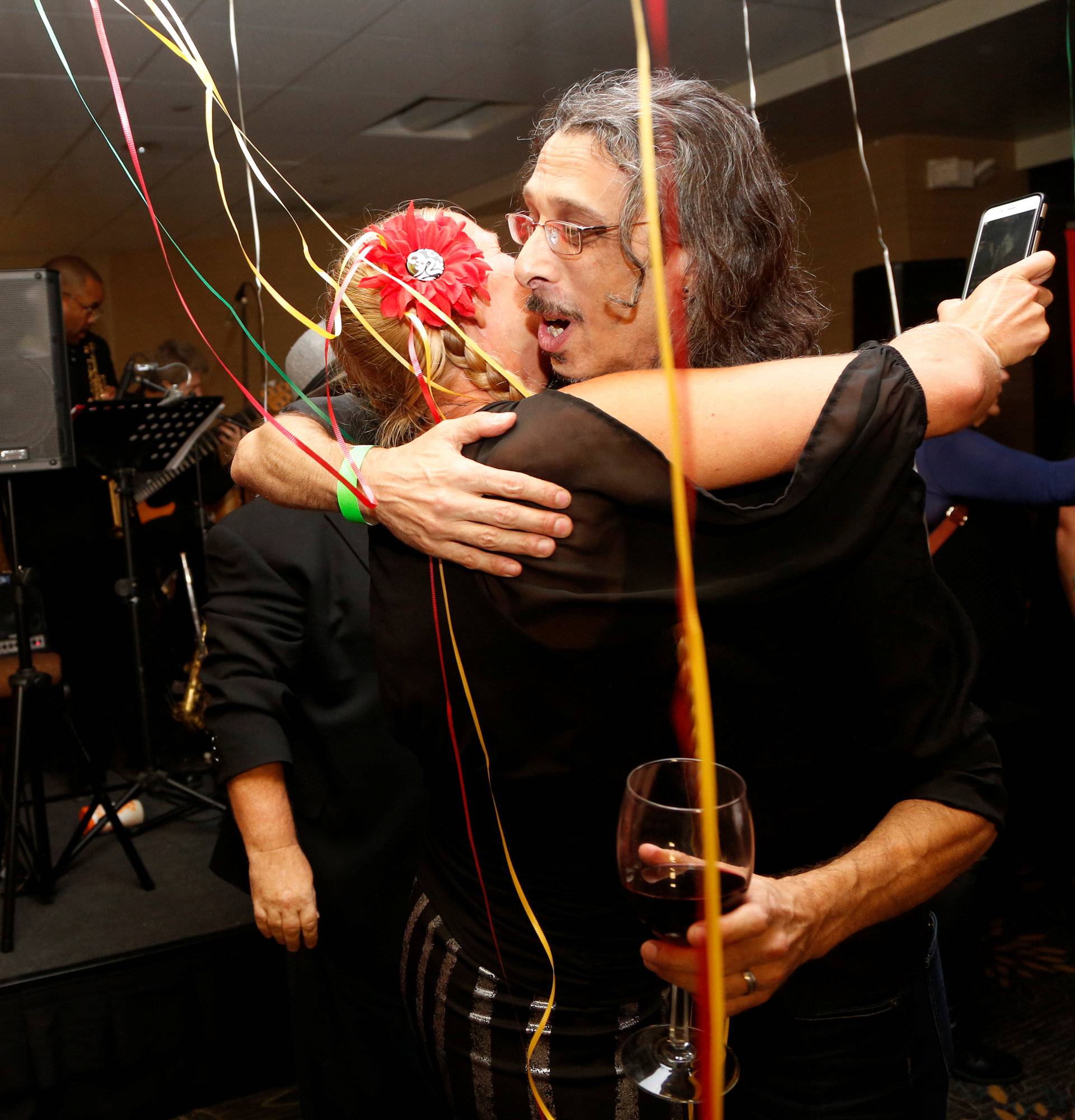 People celebrate after Californians voted to pass Prop 64, legalizing recreational use of marijuana in the state, in Los Angeles, California