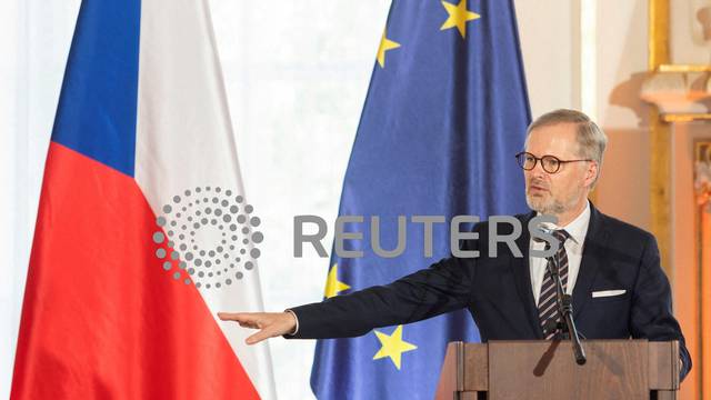 FILE PHOTO: Czech Republic's PM Petr Fiala attends a conference '20 years of the Czech Republic in the EU: A vision for an enlarged Europe' in Prague