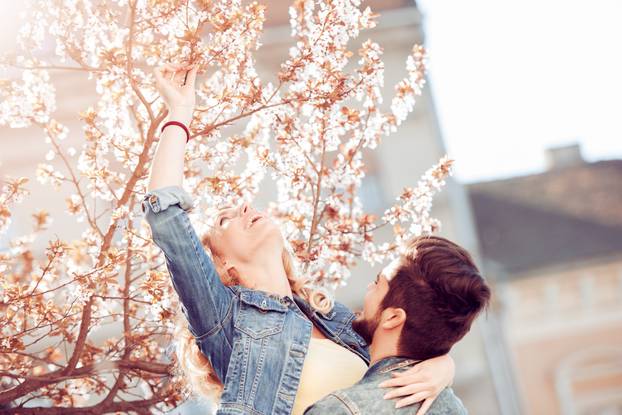 Beautiful happy couple embracing