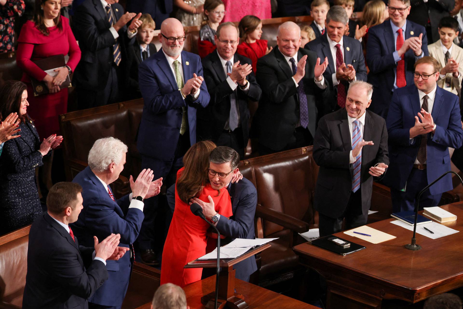 U.S. representatives gather to vote for their new Speaker of the House on the first day of the new Congress at the U.S. Capitol in Washington